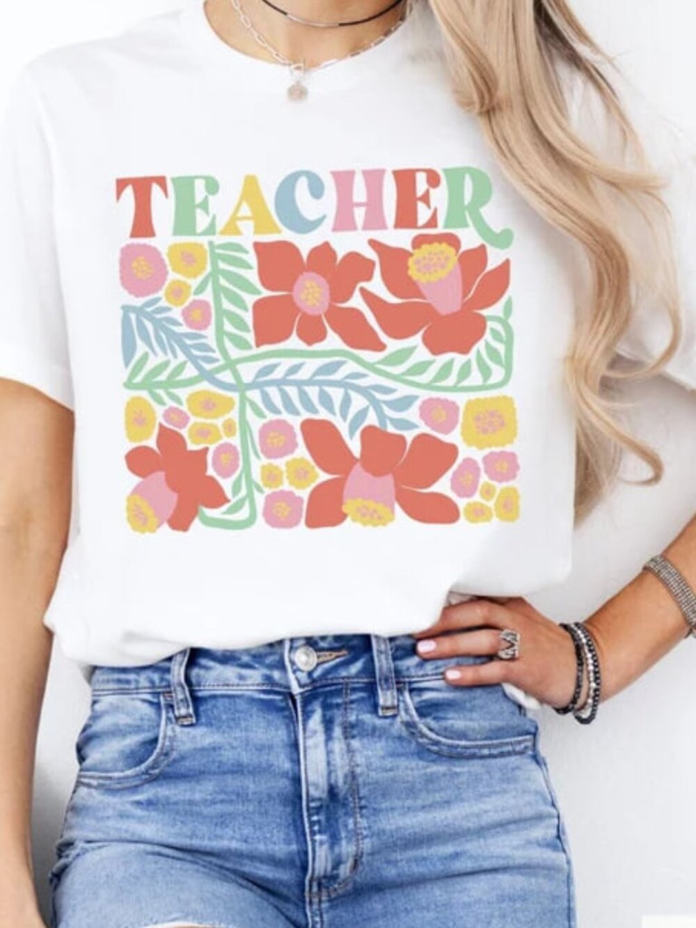 Teacher Flower Shirt, Cute Teacher Tee, Gift for Teacher, Flower Shirt - Picture 1 of 4